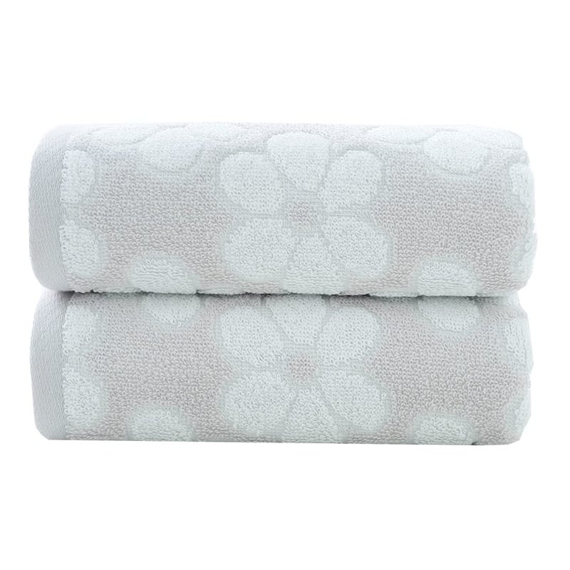 Pidada Hand Towels Set of 2 Floral Pattern 100 Cotton Soft Absorbent Decorative Towel for Bathroom 134 x 295 Inch Light Grey
