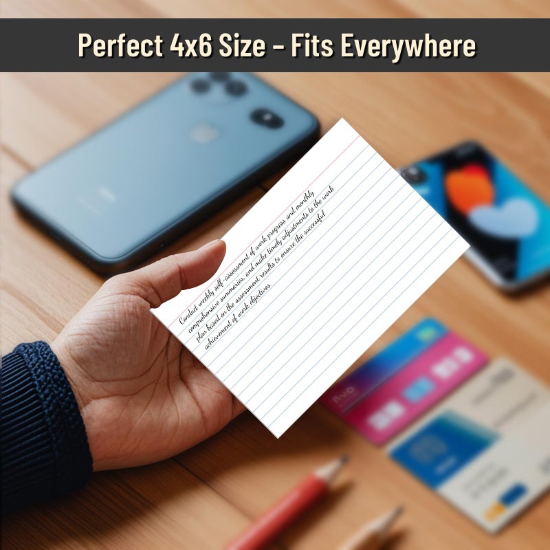 Nichela 200 Pcs Index Cards 4 x 6 Inch Ruled White Index Cards, College Ruled Flash Cards for School, College, Office and Home Organization, Durable Study To Do List Note Cards with Ruled Lines, 5 Pack of 40 - Image 4