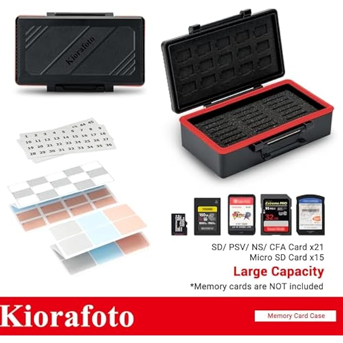 rayihni 36 SLOTS SD MSD MEMORY CARD CASE HOLDER WATER-RESISTANT ANTI-SHOCK STORAGE ORGANIZER FOR 21 SD SDHC SDXC/CFEXPRESS TYPE-A/SWITCH GAME CARDS & 15 MICROSD TF MSD CARDS * VERTICAL STYLE - Image 2