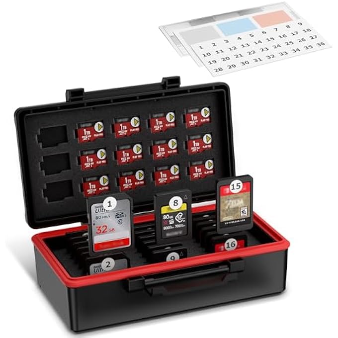 rayihni 36 SLOTS SD MSD MEMORY CARD CASE HOLDER WATER-RESISTANT ANTI-SHOCK STORAGE ORGANIZER FOR 21 SD SDHC SDXC/CFEXPRESS TYPE-A/SWITCH GAME CARDS & 15 MICROSD TF MSD CARDS * VERTICAL STYLE - Image 1
