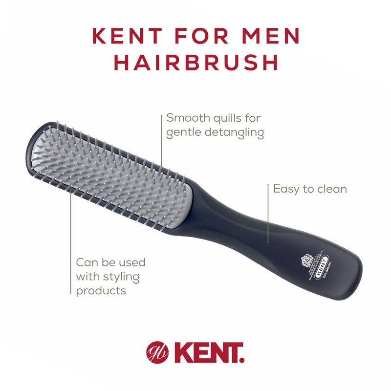 Kent KFM3 Gel Styling Hair Brush for Men, 9 Row Men's Hair Brush with Ionic Anti Static Bristles, Detangling and Smoothing Short to Medium Length Hair - Image 4