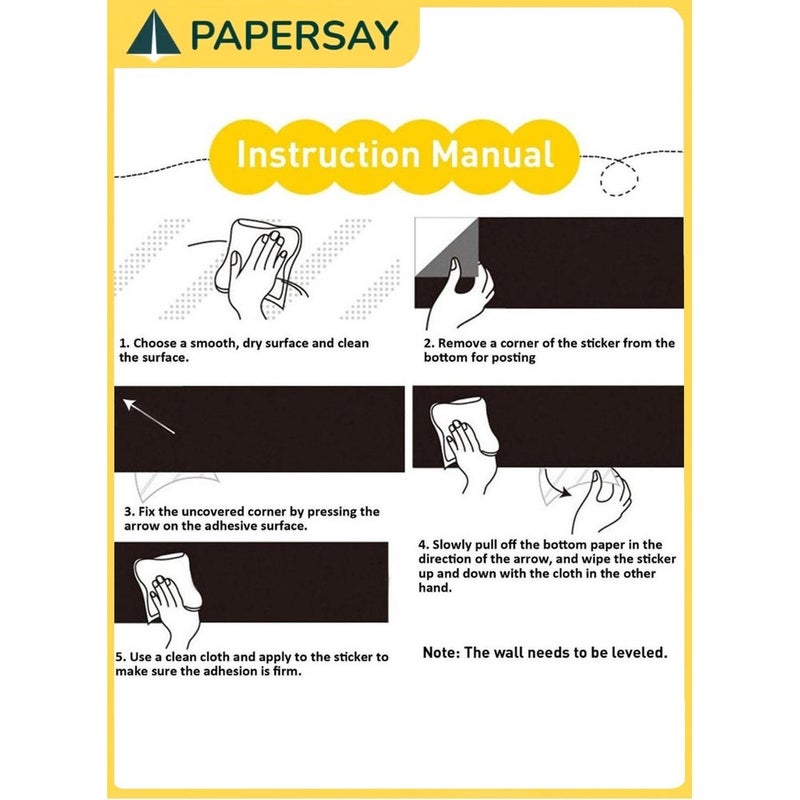 PAPERSAY 60 x 200 cm Thickened Waterproof Removable Dry-erase Self-adhesive Black Chalkboard Stickers, Free to Cut For Home Kitchens, Children's Rooms, Offices, Restaurants, Coffee Bars - 5 Chalks Included (Black) - Image 4