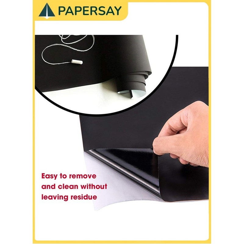 PAPERSAY 60 x 200 cm Thickened Waterproof Removable Dry-erase Self-adhesive Black Chalkboard Stickers, Free to Cut For Home Kitchens, Children's Rooms, Offices, Restaurants, Coffee Bars - 5 Chalks Included (Black) - Image 3