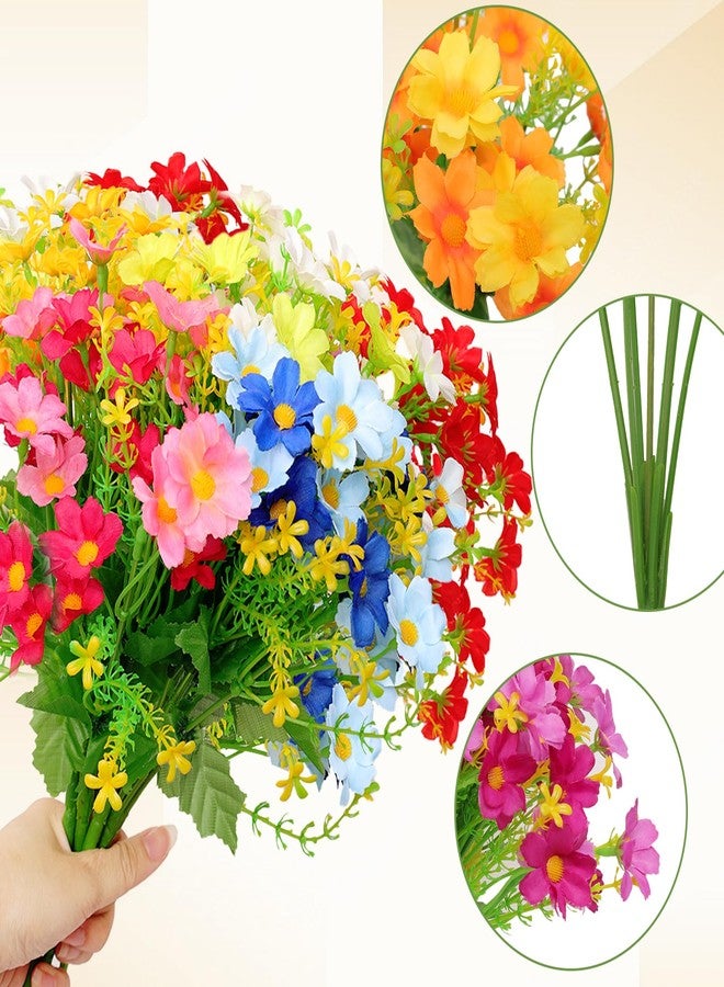 Fumwase Artificial Silk Flowers for Outdoor Faux Flowers 6 Bundle Fake Wildflowers Bulk Spring Summer Flowers Shrubs Plastic Daisies Flowers UV Resistant for Home Indoor Garden Patio Lawn Decoration - Image 3