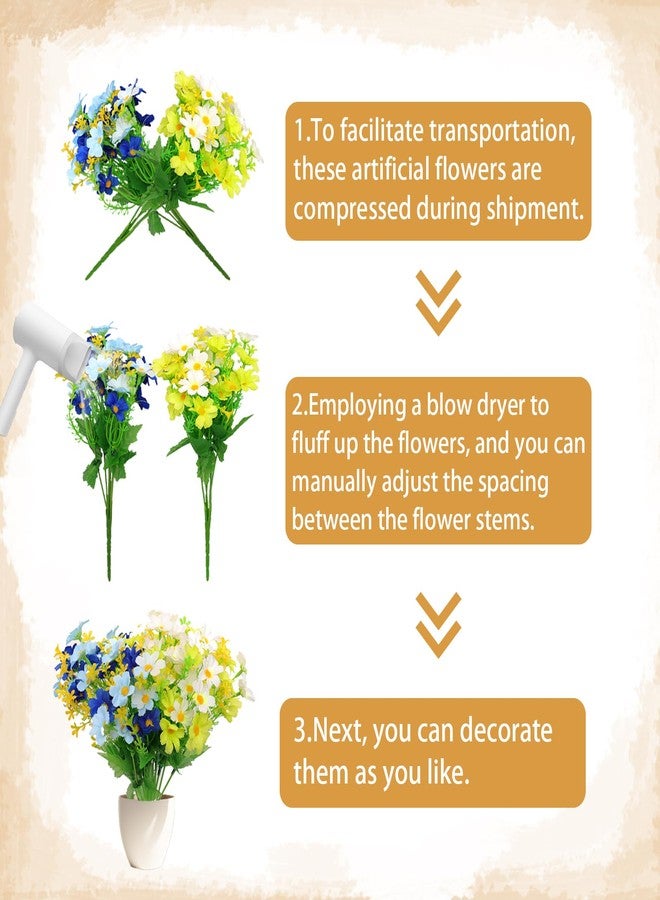 Fumwase Artificial Silk Flowers for Outdoor Faux Flowers 6 Bundle Fake Wildflowers Bulk Spring Summer Flowers Shrubs Plastic Daisies Flowers UV Resistant for Home Indoor Garden Patio Lawn Decoration - Image 4