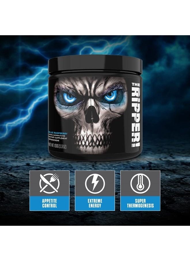 JNX Sports - ® The Ripper! Shredding Thermogenic Fat Burner for Men & Women – Fast Acting Stim Thermogenesis, Appetite Suppressant, Extreme Energy & Focus Supplement – Blue Raspberry, 30 Servings - Image 1
