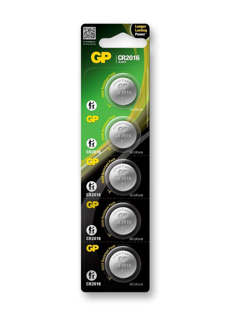 GP Lithium Button CR2016 Batteries 5-Pack – High-Performance, Long-Lasting Power for Watches, Calculators, Key Fobs, and Remotes, DL2016 Equivalent, Reliable and Durable - pzsku/ZED62CCDDBDB449D80878Z/45/_/1729943927/95f13604-e889-4996-b497-cff34a02dbf6