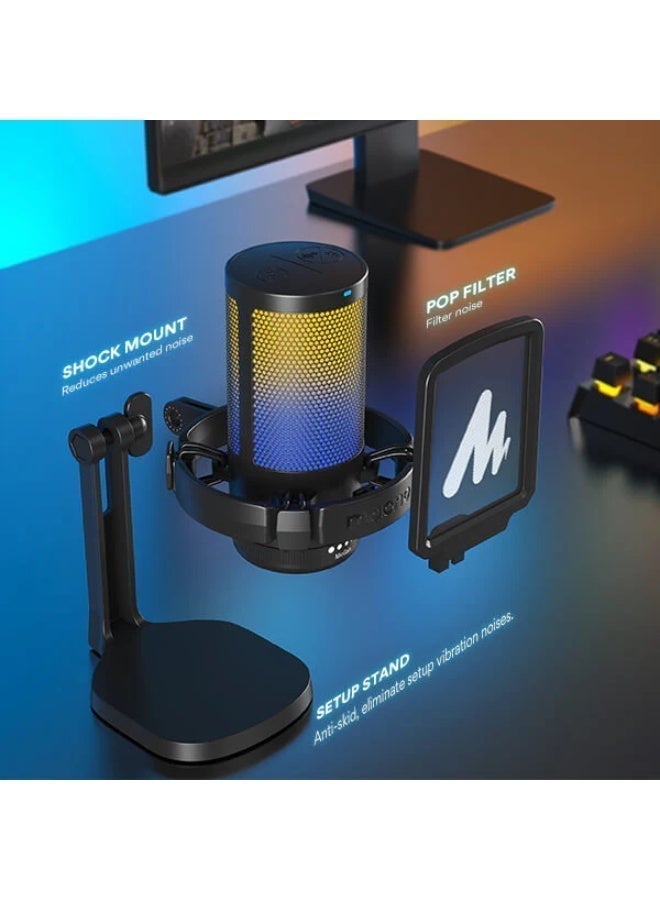 ماونو DGM20 ميكروفون جيمينج USB (مع حامل مكتبي) – أسود - Image 4