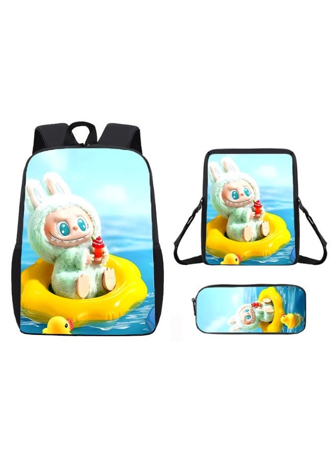 LABUBU Lightweight Primary School Bag Labubu Cute Printed Cartoon Anime Children's Backpack 42*29*16CM+Lunch Bag 26*18*6CM+Pen Bag 11*22*2.5CM - Image 1