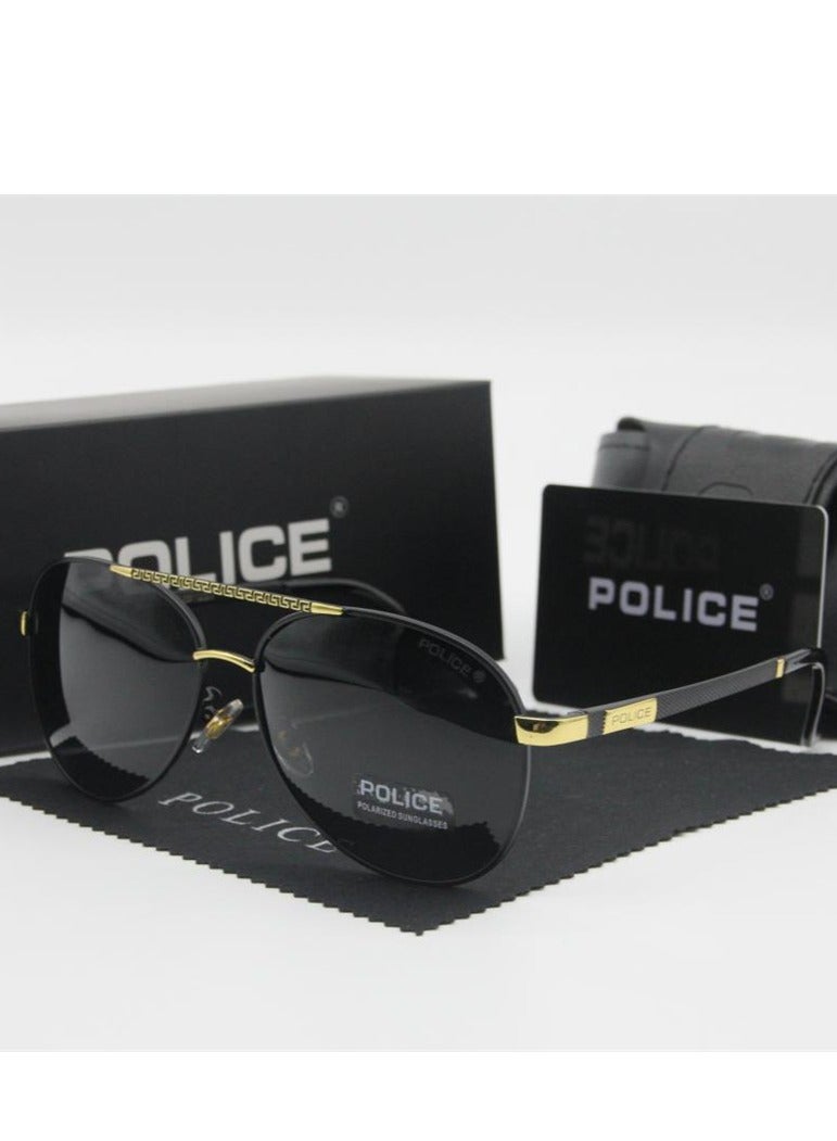 POLICE Men Sport Polarized Sunglasses ,Cycling Sunglasses,with UV 400 Protection Sun Glasses Black Gold - Image 1