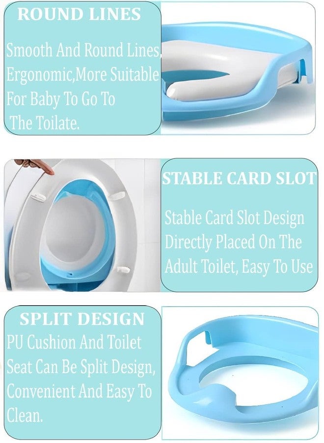 ATCAN Baby Potty Training Seat for 1-5 Years with Anti-Slip Buckle, 4 Skid Pads, Removable PVC Soft Cushion, Safety Handles, Toilet Trainer Ring for Kids - Blue, Ideal for Close Stool Use - Image 4