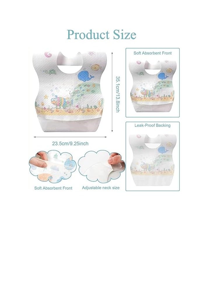 TRASSLE 60pcs Baby Disposable Bibs-Individually Packaged,Soft, Leak Proof and Convenient, Portable Waterproof Bib with Crumb Catcher, Suitable for traveling and outing, Baby Bibs Travel Essential - Image 4