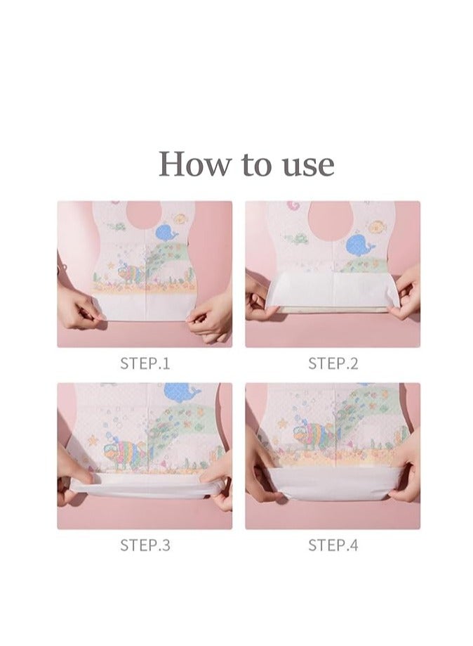 TRASSLE 60pcs Baby Disposable Bibs-Individually Packaged,Soft, Leak Proof and Convenient, Portable Waterproof Bib with Crumb Catcher, Suitable for traveling and outing, Baby Bibs Travel Essential - Image 3