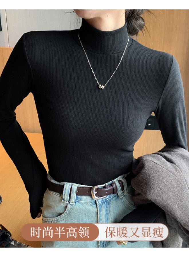 Moonbadi Autumn Mid-Neck Base Shirt For Women, Wearable Long-Sleeve Top Fashion Versatile Slimming - Image 1