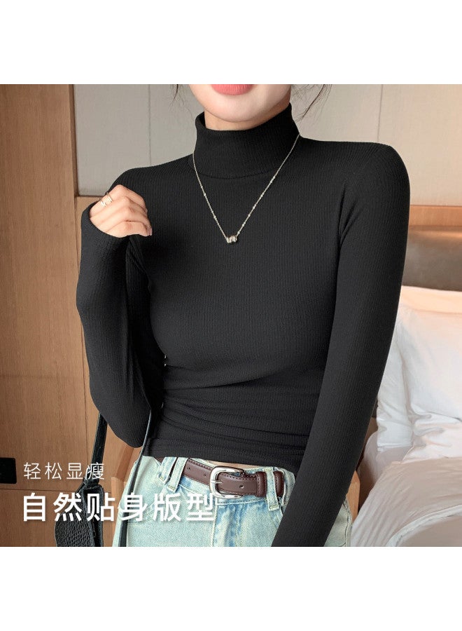Moonbadi Autumn Mid-Neck Base Shirt For Women, Wearable Long-Sleeve Top Fashion Versatile Slimming - Image 4