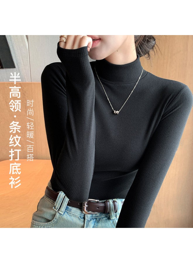 Moonbadi Autumn Mid-Neck Base Shirt For Women, Wearable Long-Sleeve Top Fashion Versatile Slimming - Image 3