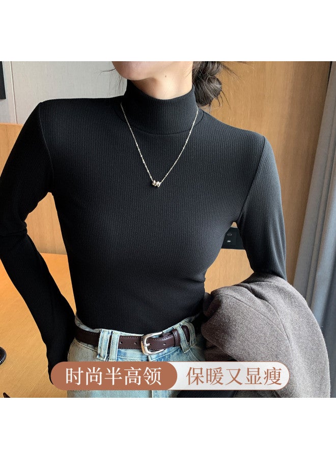 Moonbadi Autumn Mid-Neck Base Shirt For Women, Wearable Long-Sleeve Top Fashion Versatile Slimming - Image 2