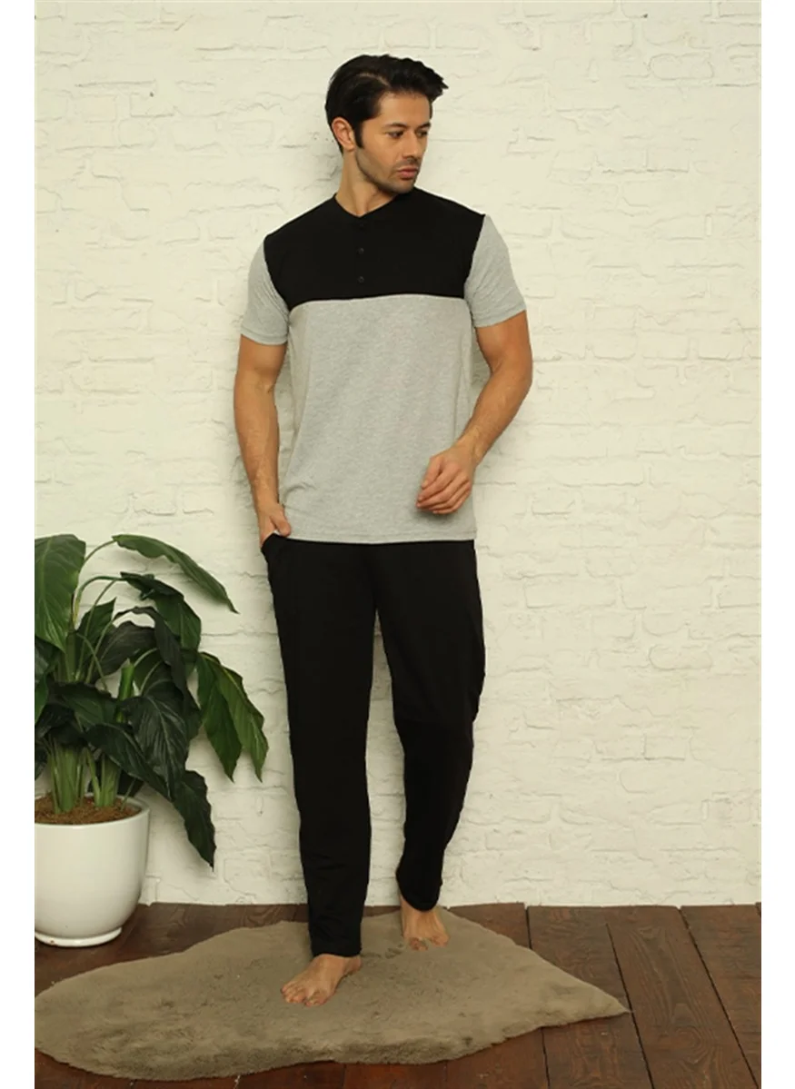 اكبينيز Men's Gray 3-Piece Pajamas Set 6823