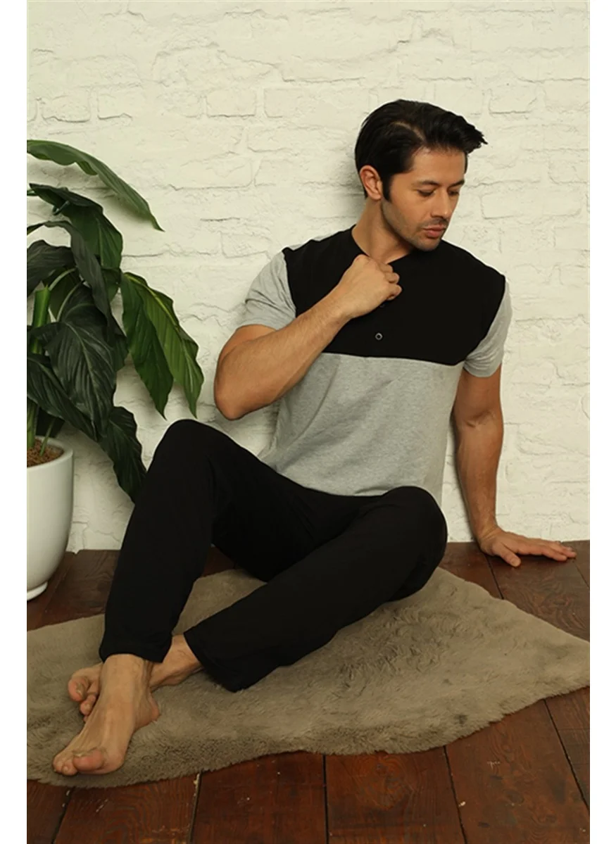 اكبينيز Men's Gray 3-Piece Pajamas Set 6823