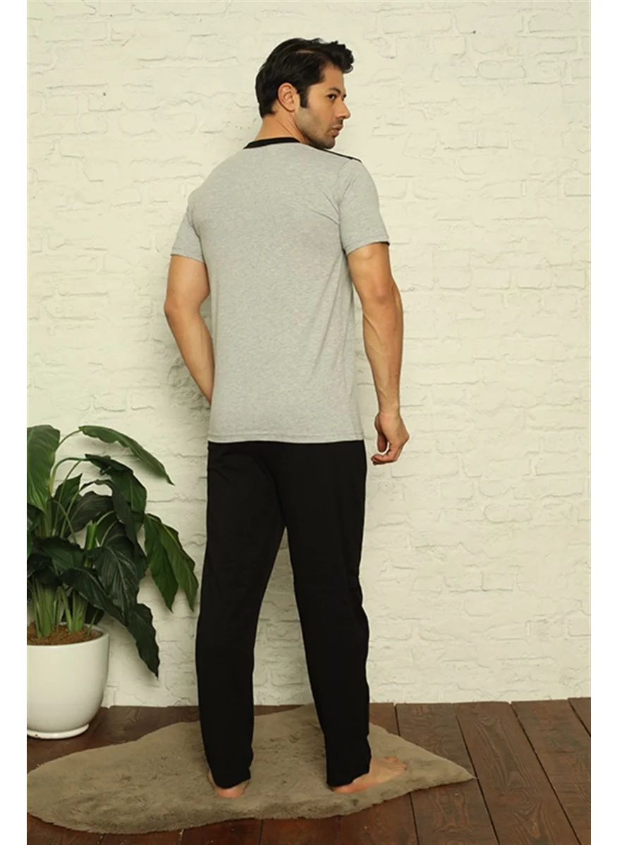 اكبينيز Men's Gray 3-Piece Pajamas Set 6823