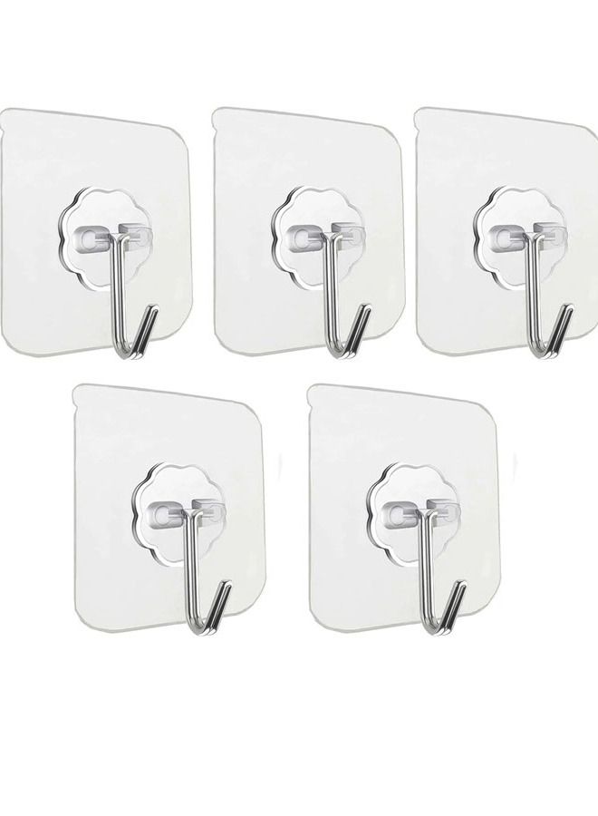 5 قطع خطاف حائط لاصق متعددة الوظائف لتعليق الإكسسوارات وأواني المطبخ ولوازم الحمام - Image 1