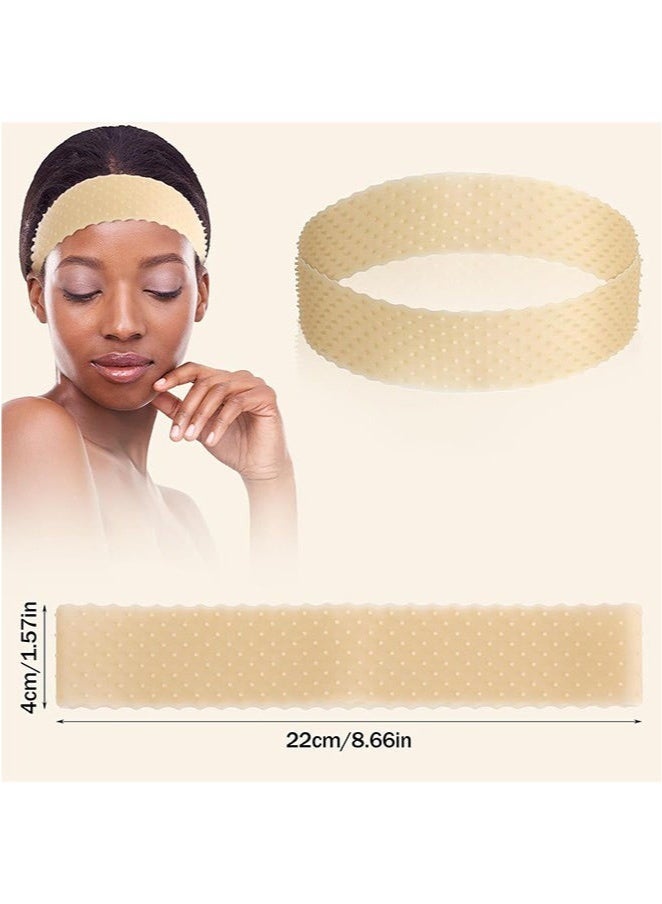 3 Pieces Silicone Grip Wig Band Adjustable Silicone Wig Headband Fix Non Slip Wig Bands Seamless Wig Grip Band Strong Holder for Men Women Sports Yoga (Skin Color) - Image 2
