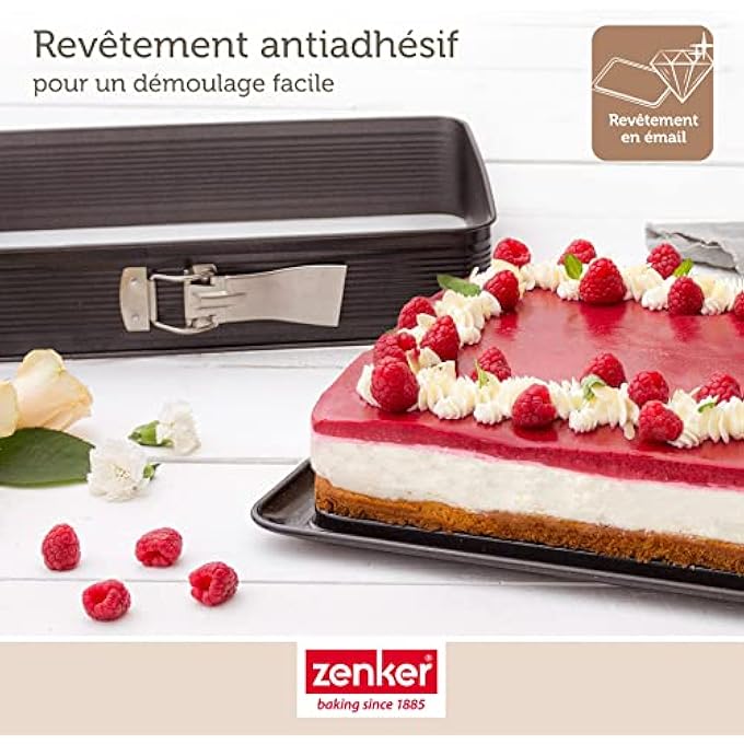 Zenker 7022 Deluxe Rectangular Springform Cake Tin Square Premium Baking Tin With Enamelled Base And LeakProof Cake Tin With NonStick Coating Colour Black Metallic Quantity 1 Piece - Image 5