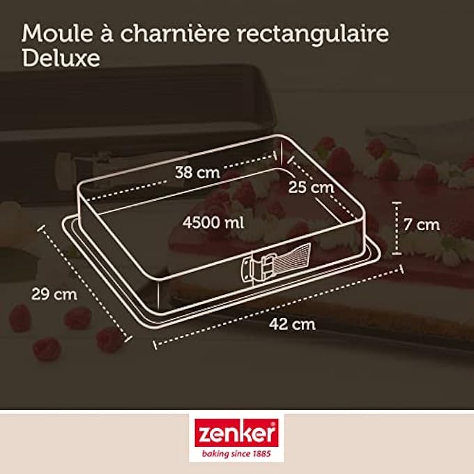 Zenker 7022 Deluxe Rectangular Springform Cake Tin Square Premium Baking Tin With Enamelled Base And LeakProof Cake Tin With NonStick Coating Colour Black Metallic Quantity 1 Piece - Image 2