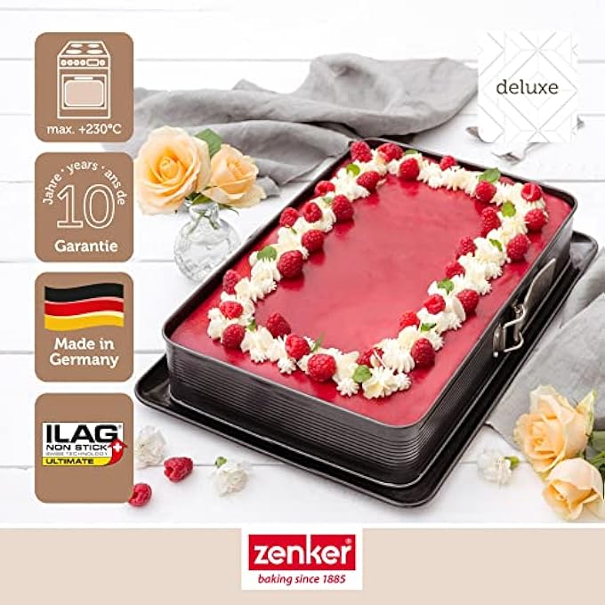 Zenker 7022 Deluxe Rectangular Springform Cake Tin Square Premium Baking Tin With Enamelled Base And LeakProof Cake Tin With NonStick Coating Colour Black Metallic Quantity 1 Piece - Image 3