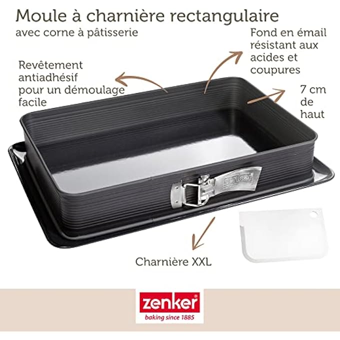 Zenker 7022 Deluxe Rectangular Springform Cake Tin Square Premium Baking Tin With Enamelled Base And LeakProof Cake Tin With NonStick Coating Colour Black Metallic Quantity 1 Piece - Image 4