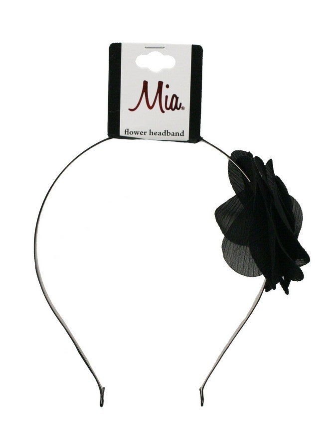 Mia Flower Headband Black Chiffon With Pearl Center Hair Accessory For Women And Girls 1 Pc - Image 2