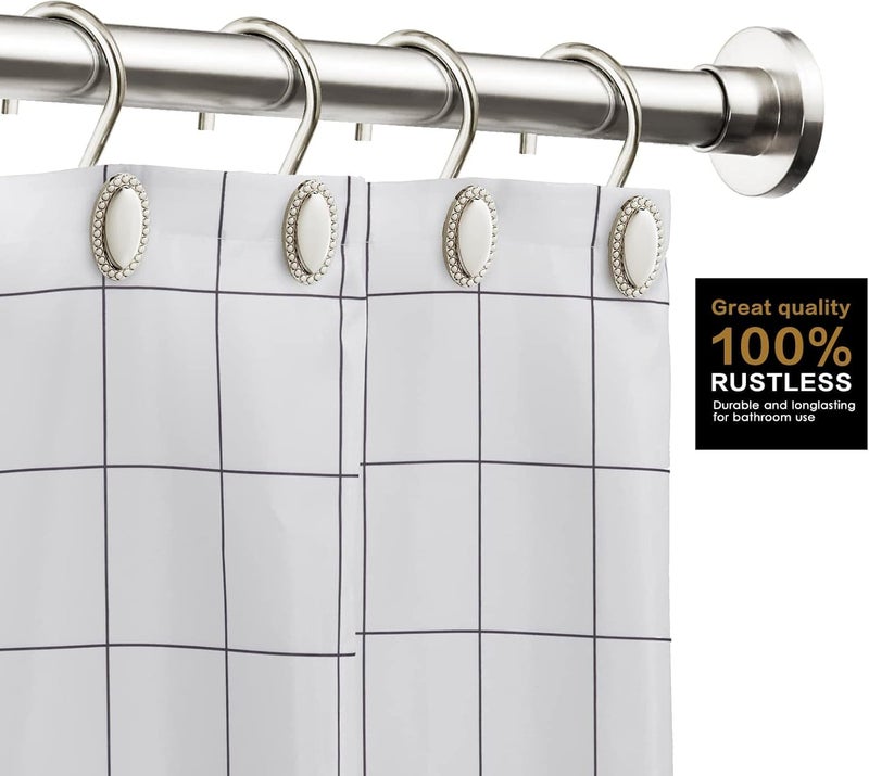 iToplin Nickel Shower Curtain Hooks, Rust Proof Shower Curtain Rings for Bathroom, Metal Decorative Shower Curtain Hooks Hangers for Shower Curtain Rod and Liner, Shower Hooks for Shower Curtain Set of 12 - Image 3