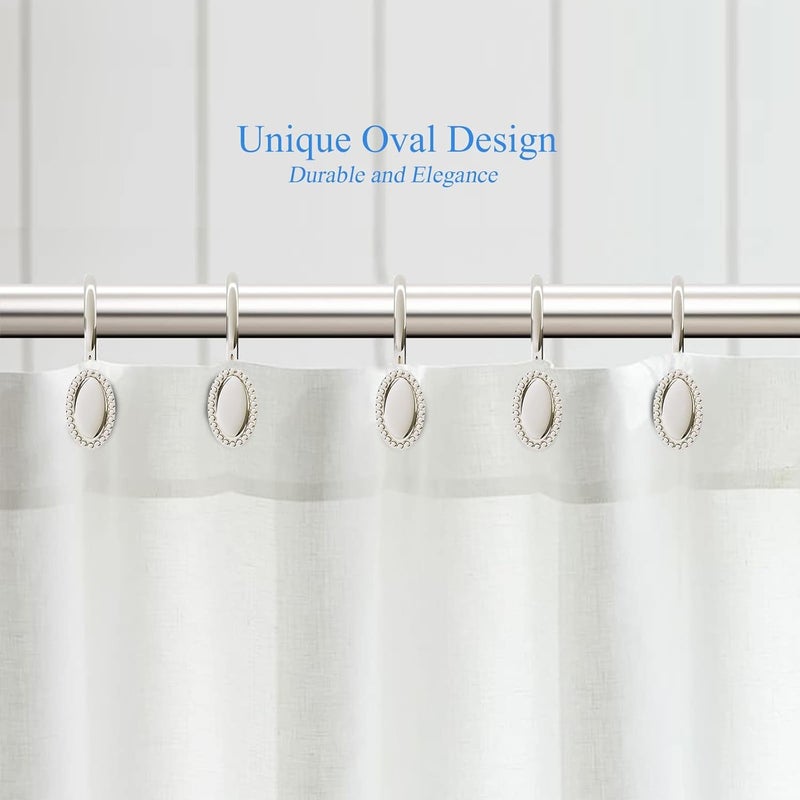iToplin Nickel Shower Curtain Hooks, Rust Proof Shower Curtain Rings for Bathroom, Metal Decorative Shower Curtain Hooks Hangers for Shower Curtain Rod and Liner, Shower Hooks for Shower Curtain Set of 12 - Image 4