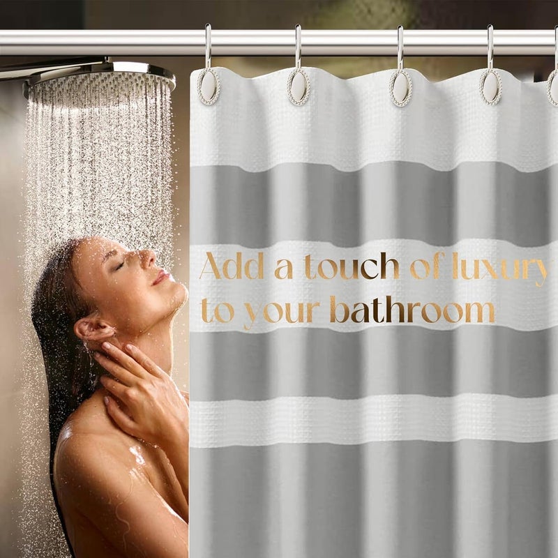 iToplin Nickel Shower Curtain Hooks, Rust Proof Shower Curtain Rings for Bathroom, Metal Decorative Shower Curtain Hooks Hangers for Shower Curtain Rod and Liner, Shower Hooks for Shower Curtain Set of 12 - Image 2