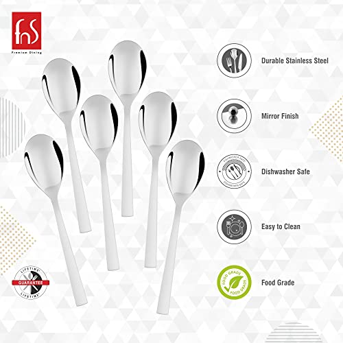 FnS Slim Line Stainless Steel Mirror Finish Tea Spoon (Set of 6) for Tea, Coffee and Spices - Image 3