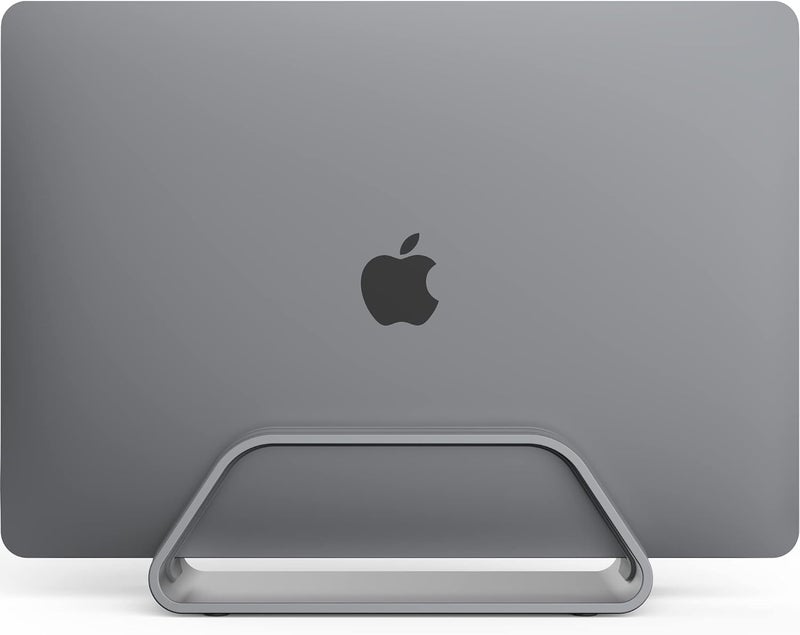 هيومان سينتريك حامل كمبيوتر محمول عمودي لـ MacBook، متوافق مع حامل MacBook Pro، حامل MacBook Air، حامل كمبيوتر محمول لـ Apple لسطح المكتب، حامل كمبيوتر محمول عمودي من الألومنيوم، حامل MacBook رمادي فضائي - Image 1