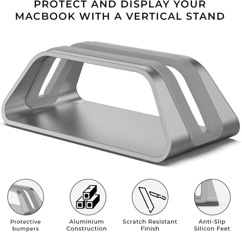 هيومان سينتريك حامل كمبيوتر محمول عمودي لـ MacBook، متوافق مع حامل MacBook Pro، حامل MacBook Air، حامل كمبيوتر محمول لـ Apple لسطح المكتب، حامل كمبيوتر محمول عمودي من الألومنيوم، حامل MacBook رمادي فضائي - Image 2