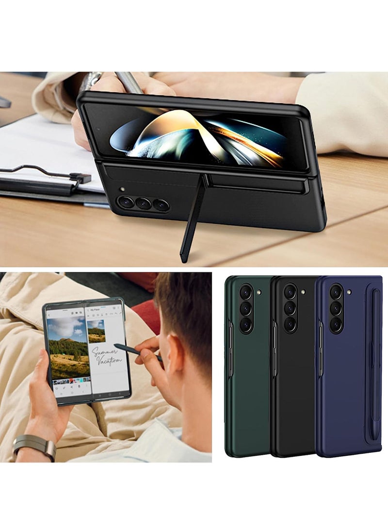 For Samsung Galaxy Z Fold 5 Case with S Pen [Changable S Pen Holder & Kickstand ] [Support Wireless Charging] Matte Z Fold 5 Case Hard PC Shockproof Anti-Scratch Case for Samsung Z Fold 5