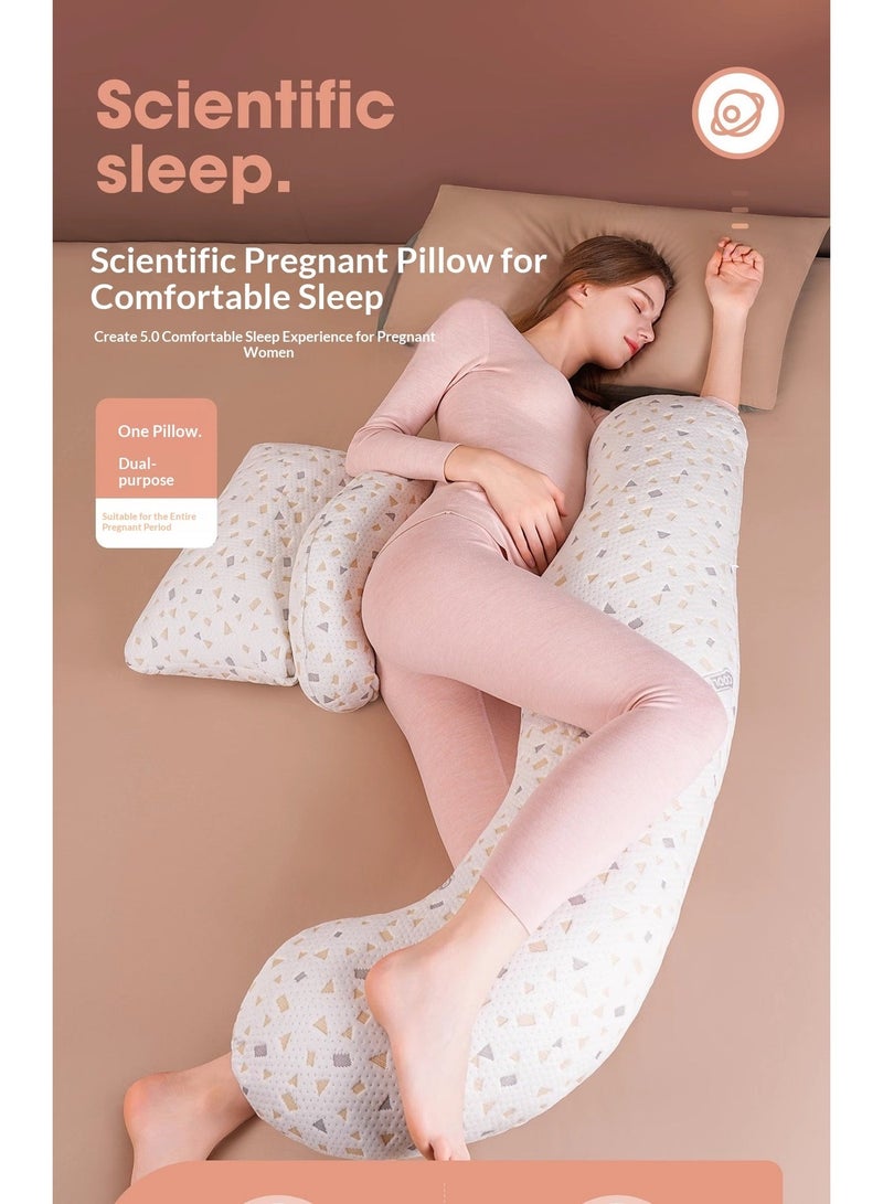 وسادة الحمل للنوم الجانبي - دعم قابل للتعديل للأمهات للظهر والبطن - وسادة جسم على شكل U لتخفيف آلام الحمل ودعم الساقين - قطن قابل للتنفس - Image 2