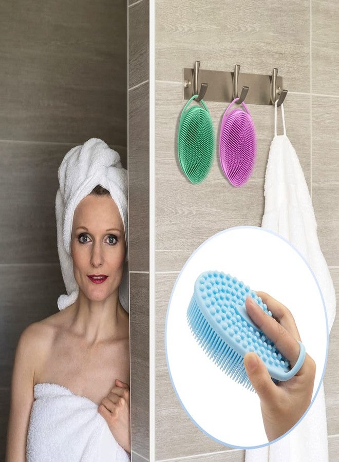 PQRUU 3 Pack Silicone Body Scrubbers for Use in Shower, Exfoliating Body Scrubber Fit for All Kinds of Skin, Soft Silicone Loofah,Bath Scrubbers Rapid Foaming,Blue,Green,Purple - Image 4