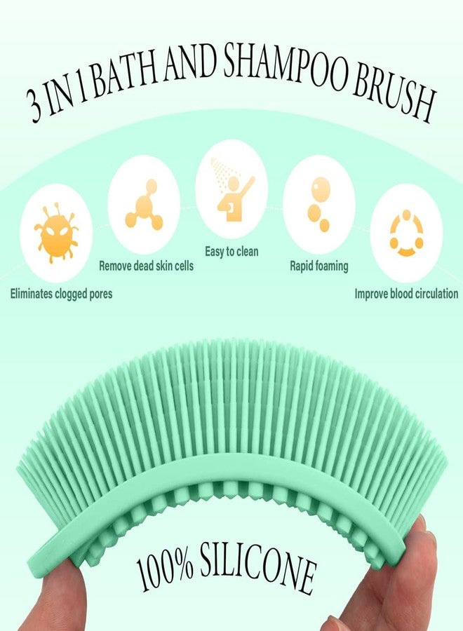 PQRUU 3 Pack Silicone Body Scrubbers for Use in Shower, Exfoliating Body Scrubber Fit for All Kinds of Skin, Soft Silicone Loofah,Bath Scrubbers Rapid Foaming,Blue,Green,Purple - Image 2
