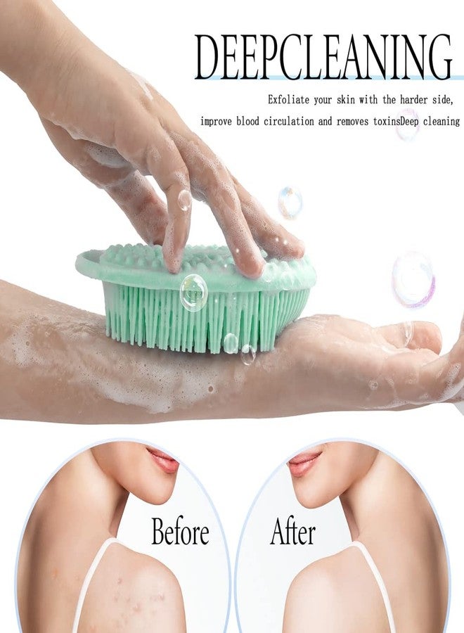 PQRUU 3 Pack Silicone Body Scrubbers for Use in Shower, Exfoliating Body Scrubber Fit for All Kinds of Skin, Soft Silicone Loofah,Bath Scrubbers Rapid Foaming,Blue,Green,Purple - Image 5