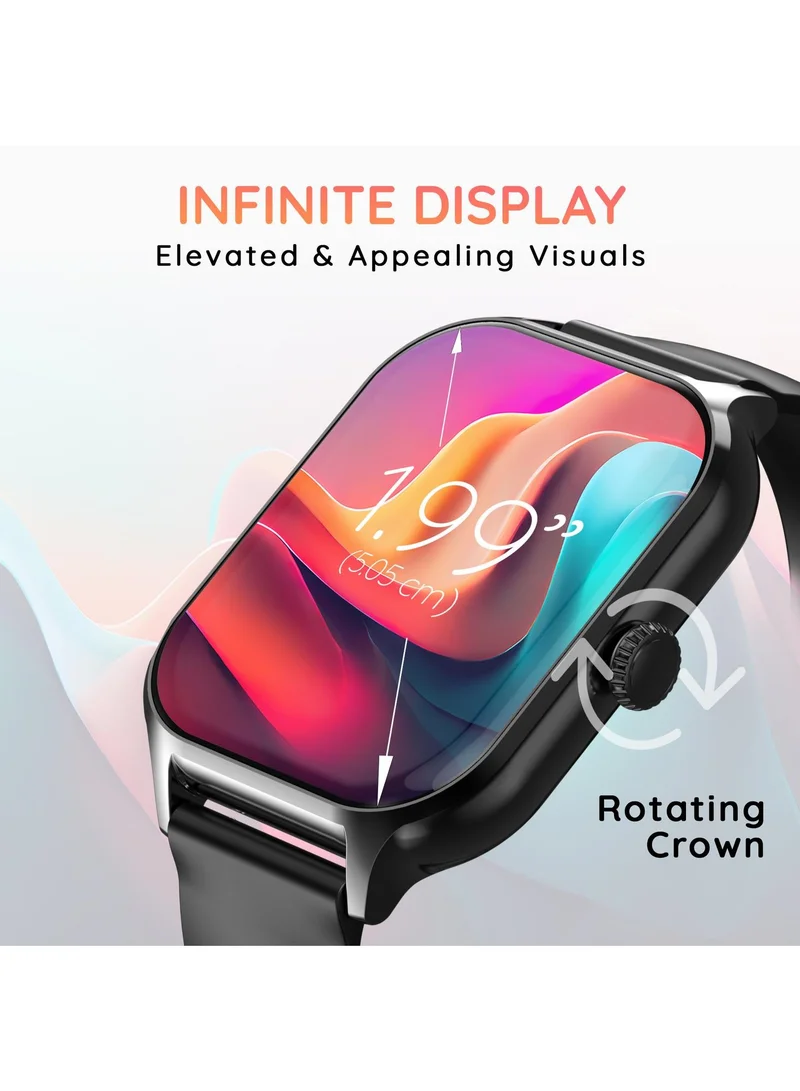 بيبل Elevate 1.99" ( 5.05 cm) infinite Display, BT Calling, Health Suite, Multi Sports Mode, Step Pedometer, Multiple Watch Faces, AI Voice Assistance, Sleep Monitor, Alarm & Notification, Sedentary Alert, Smart Calculator