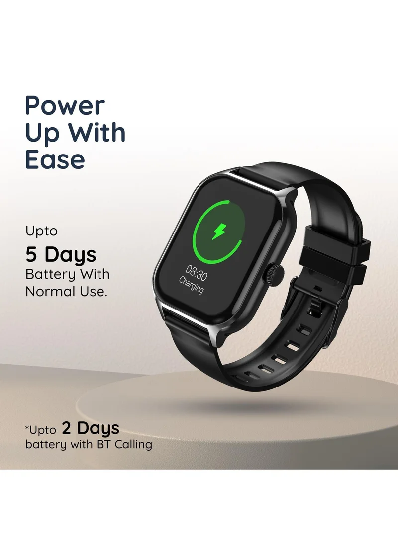 بيبل Elevate 1.99" ( 5.05 cm) infinite Display, BT Calling, Health Suite, Multi Sports Mode, Step Pedometer, Multiple Watch Faces, AI Voice Assistance, Sleep Monitor, Alarm & Notification, Sedentary Alert, Smart Calculator