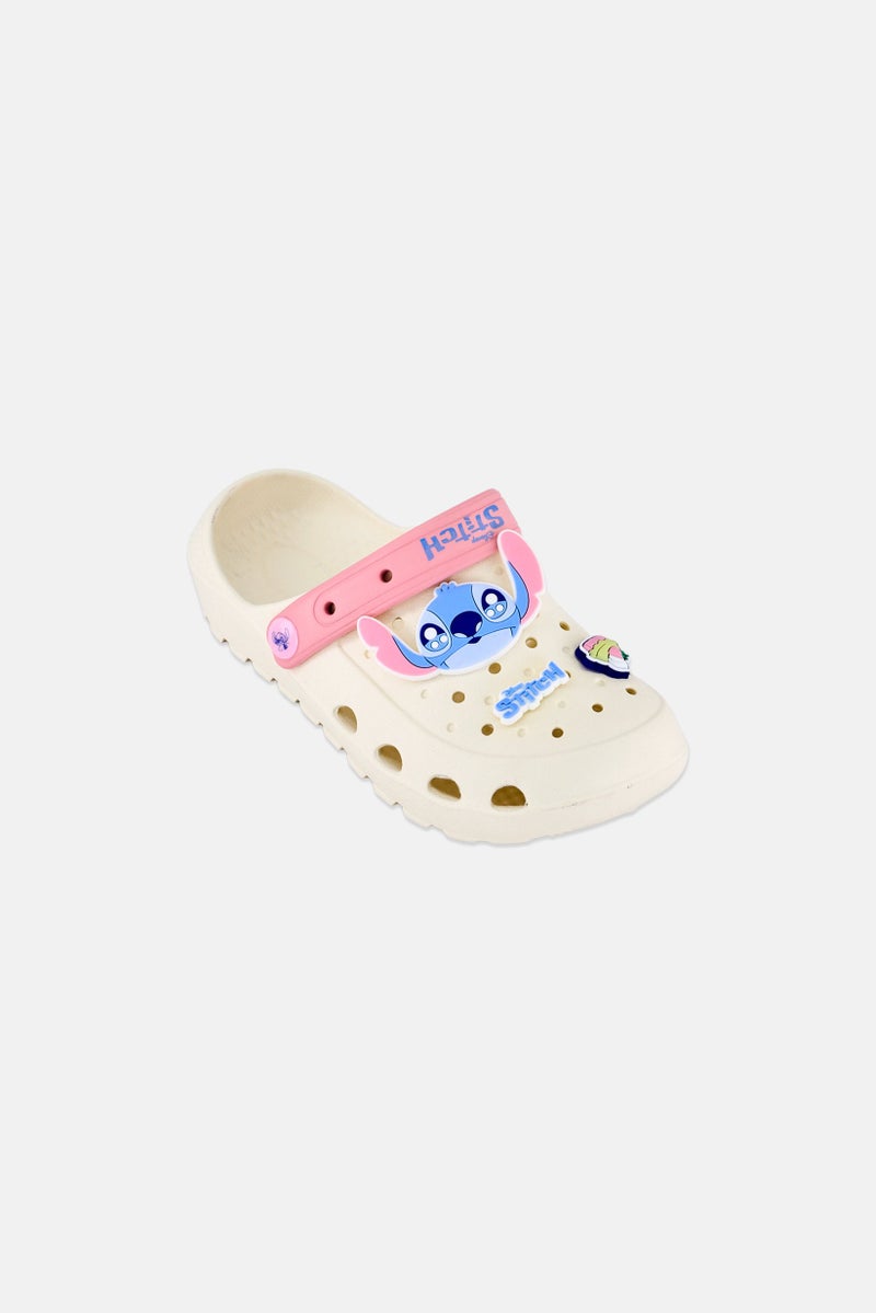 Disney Kids Girl Stitch Slip on Clogs, White - Image 1