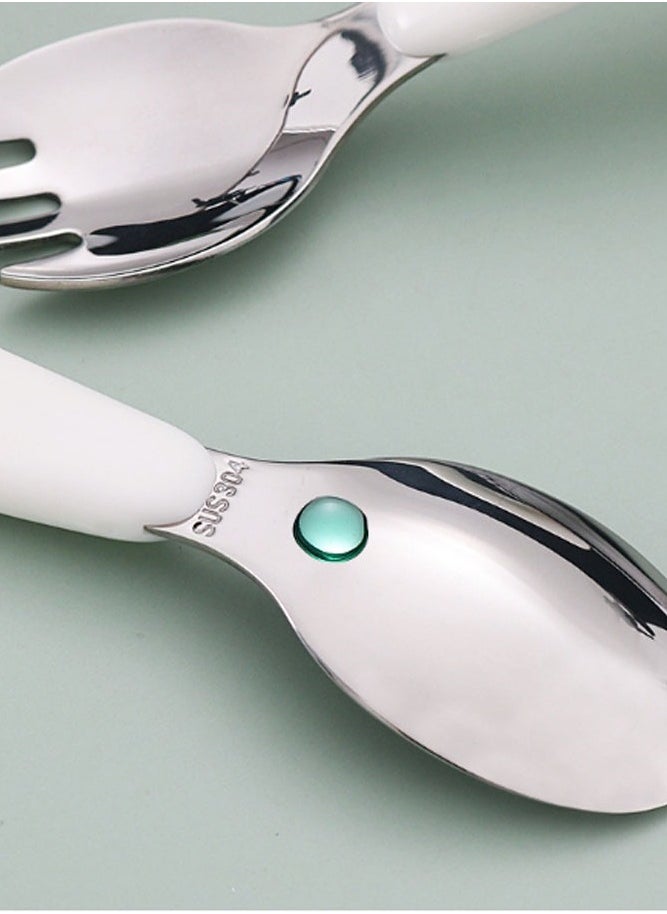 INSENSE - Children's portable tableware set, cartoon spoon and fork, baby learning food training spoon household fork and spoon 304 stainless steel - Image 1
