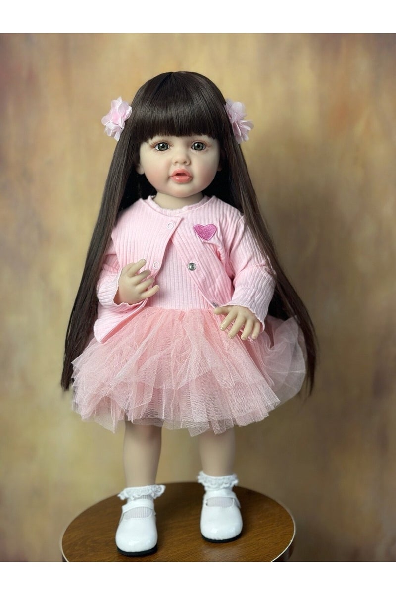 erorex Gold BZDOLL 55CM 22Inch Can Stand Reborn Baby Lifelike Girl Doll Full Soft Silicone Body Princess To - Image 2