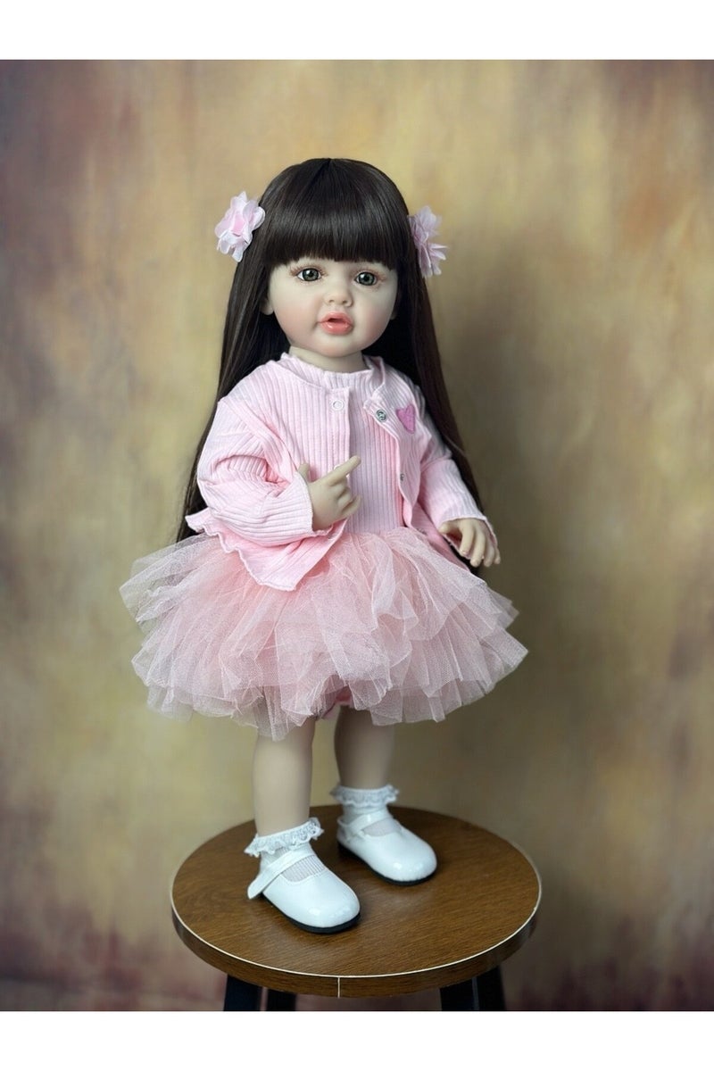 erorex Gold BZDOLL 55CM 22Inch Can Stand Reborn Baby Lifelike Girl Doll Full Soft Silicone Body Princess To - Image 1