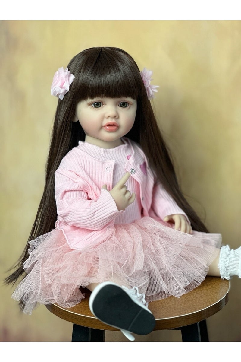 erorex Gold BZDOLL 55CM 22Inch Can Stand Reborn Baby Lifelike Girl Doll Full Soft Silicone Body Princess To - Image 4