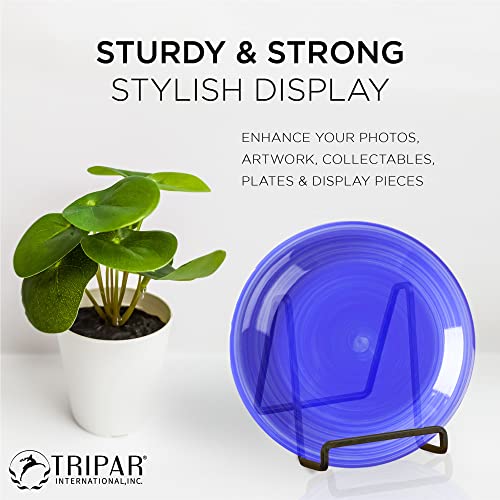 TRIPAR 6-Inch Metal Mahogany Painted Square Kitchen Book Holder/Stand, Wire Mini Easel, Small Photo Stands for Table, Display for Picture Frames, Plaques & Plates - Image 2